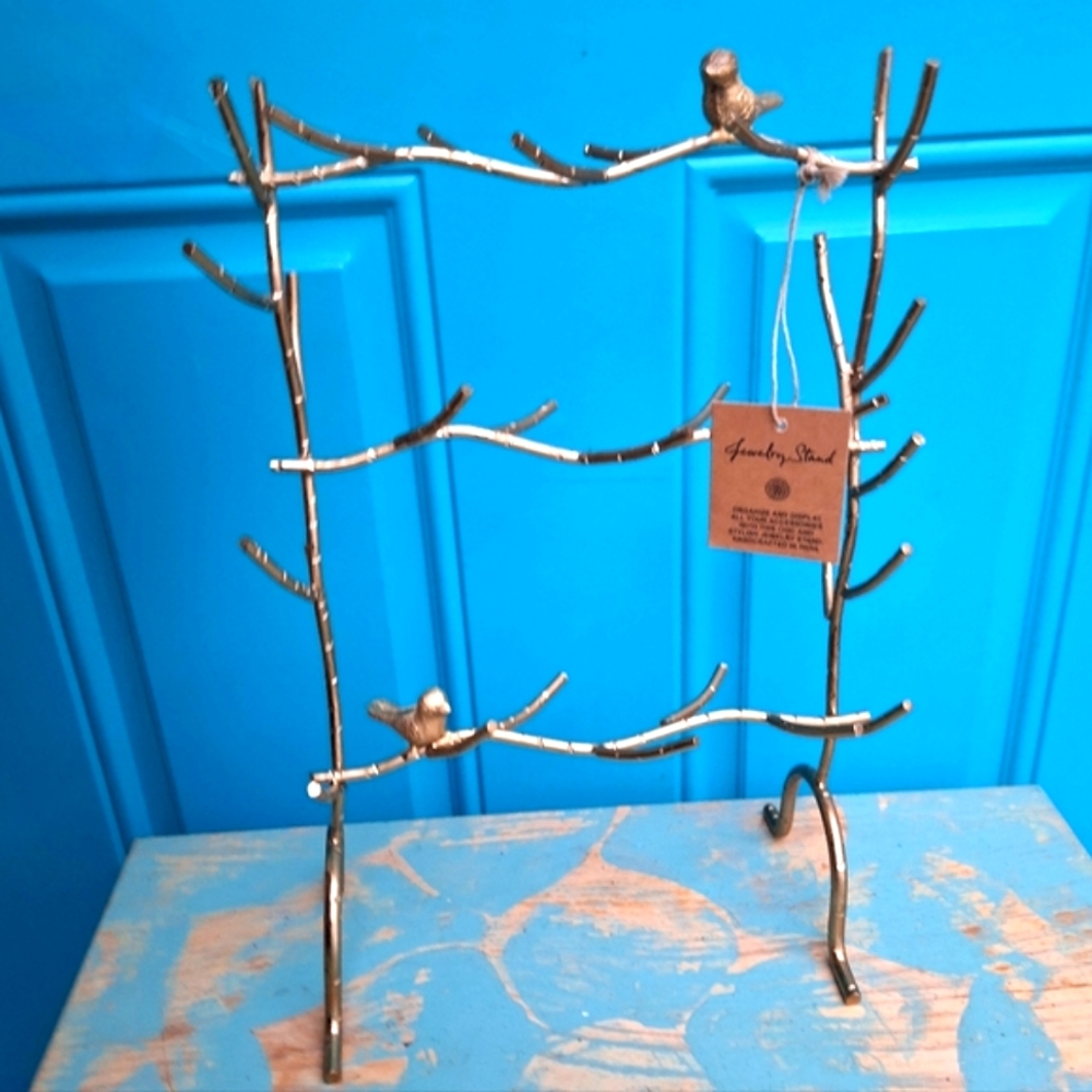 Birds Gold Metal Jewelry Display Stand Tree Branch Organizer Holder Gift for Her